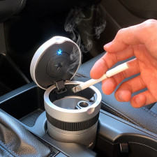 차량용 다용도 LED 재떨이 재털이 냄새차단(실버)